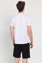 UCLA Tricou cu decolteu la baza gatului, imprimeu cu logo, regular fit, Alb, BASS