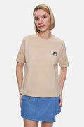 UCLA Tricou cu decolteu la baza gatului, imprimeu cu logo, regular fit, Bej, KENZIE