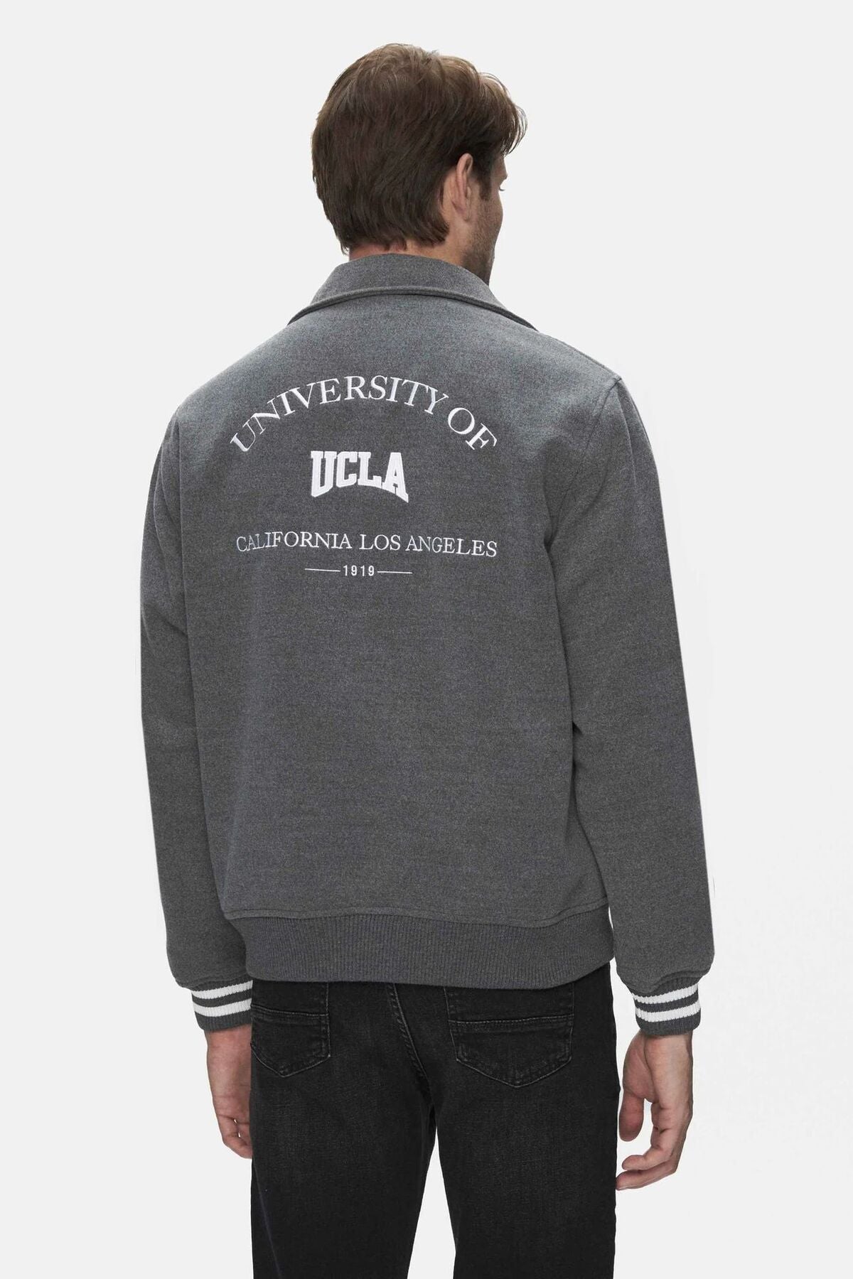 UCLA Geaca cu vatelina, fermoar metalic, buzunare laterale, Gri inchis, KEANE