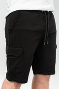RWB, Pantaloni scurti cu snur si elastic in talie, buzunare laterale, regular fit, RIO, Negru