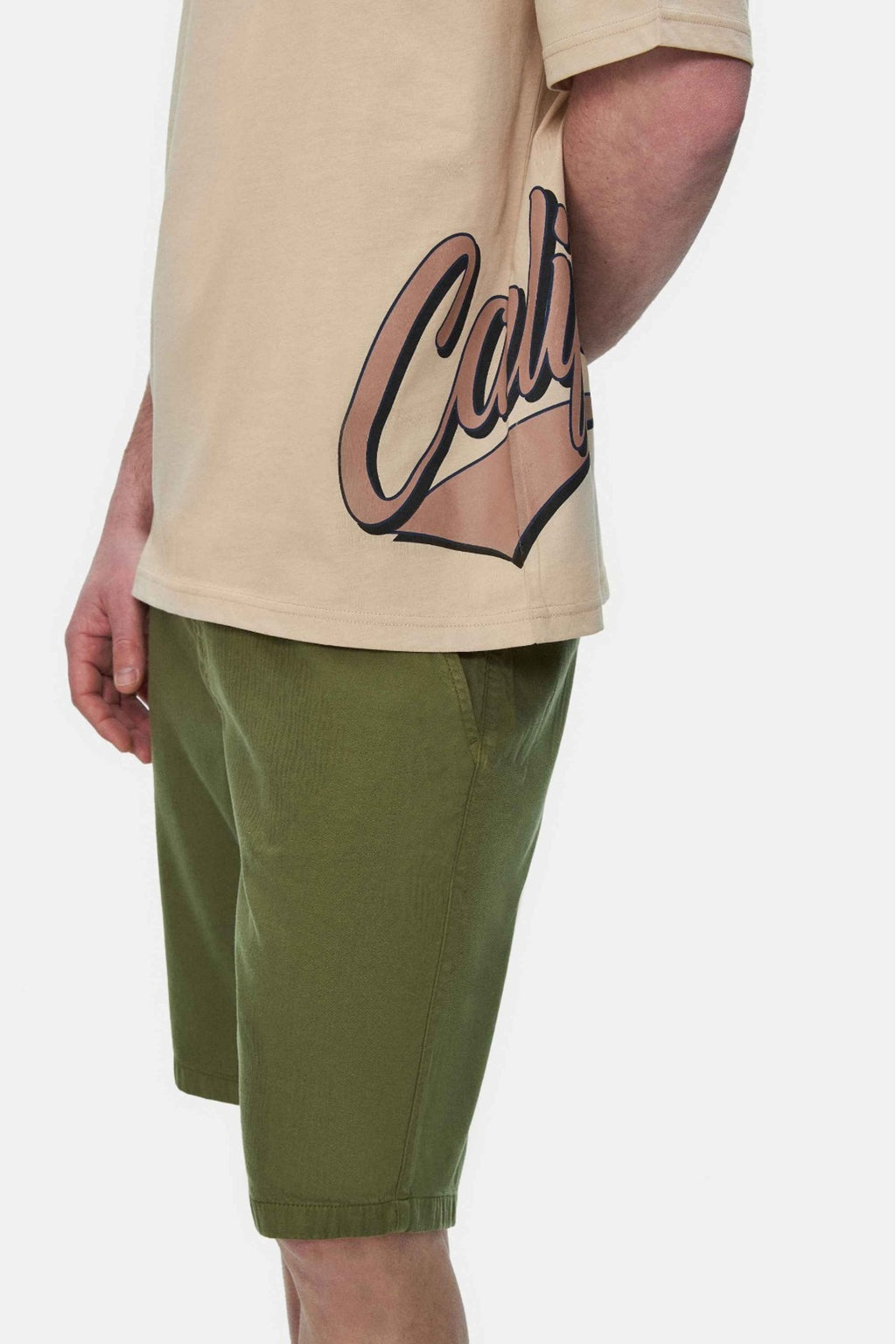 UCLA Pantaloni scurti cu snur si banda elastica in talie, buzunare laterale si imprimeu cu logo discret, Verde, PALISADES