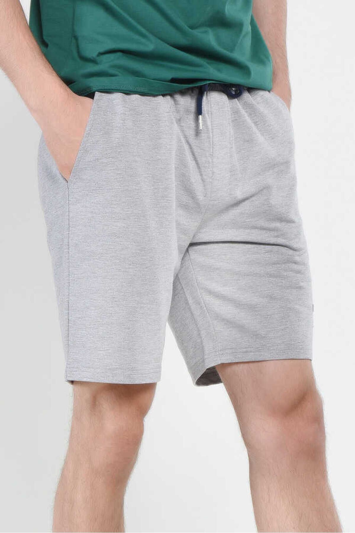 UCLA Pantaloni scurti cu snur si banda elastica in talie, buzunare laterale si imprimeu cu logo discret, Gri, FOWLER