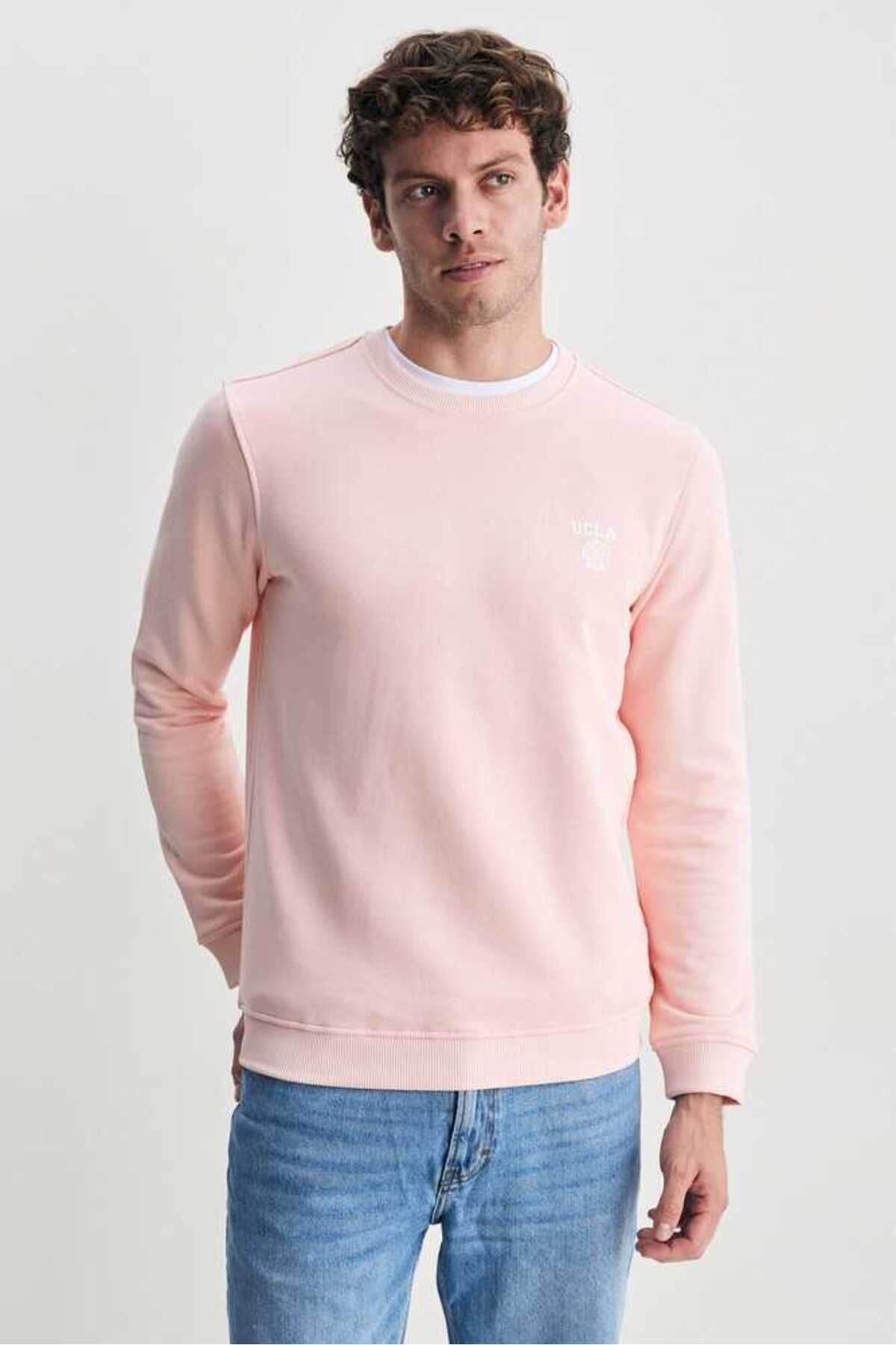 UCLA Bluza cu decolteu la baza gatului, regular fit, imprimeu cu logo, Roz, VALLEY