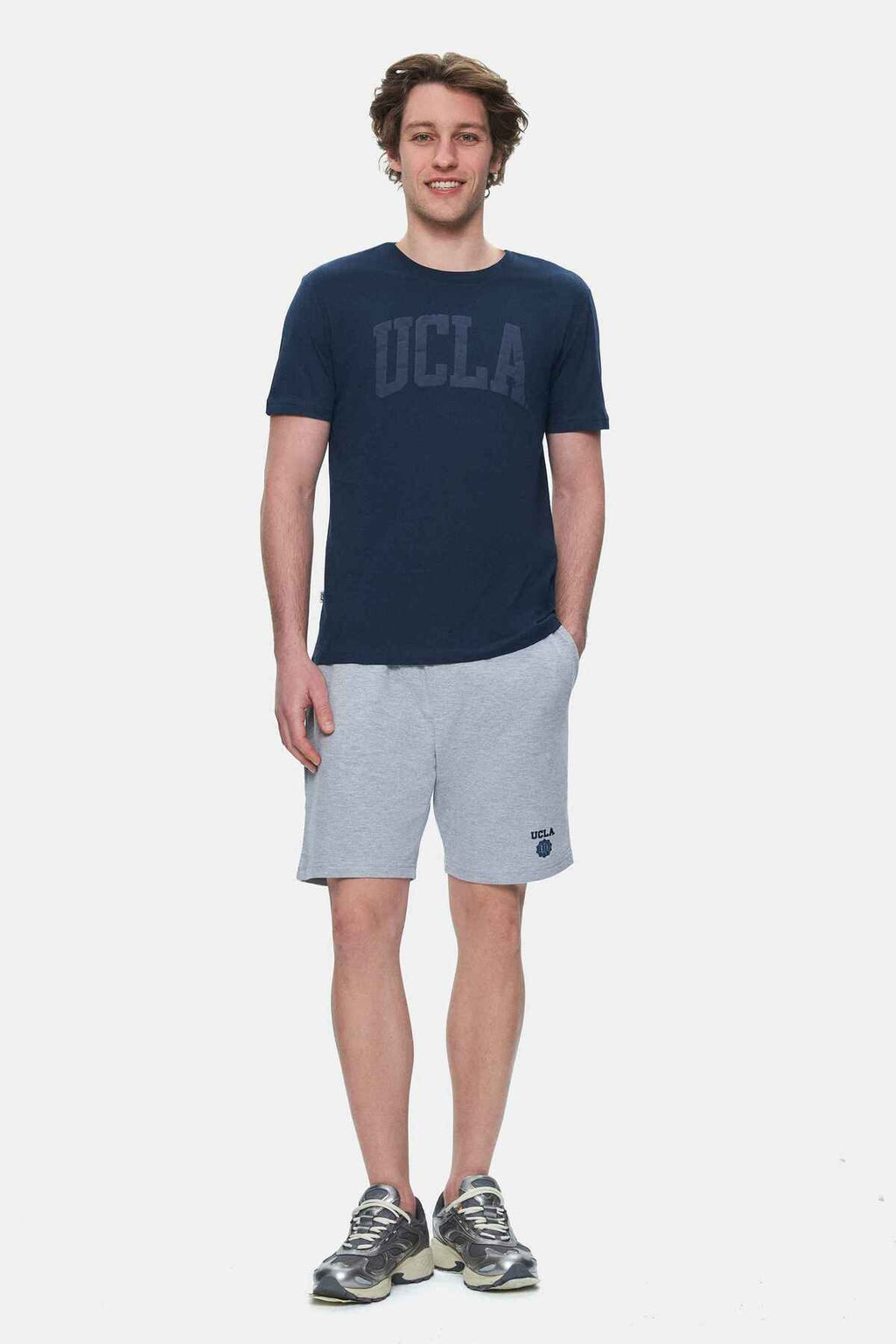 UCLA Tricou cu decolteu la baza gatului, imprimeu cu logo, regular fit, Bleumarin, CULVER