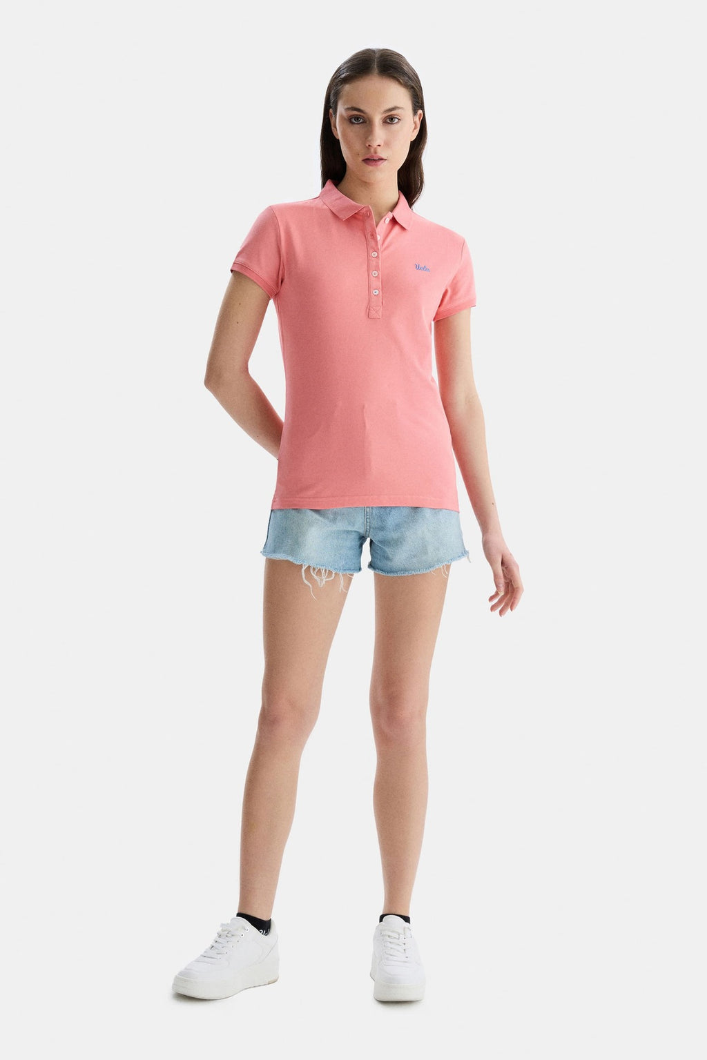 UCLA Tricou cu decolteu la baza gatului, imprimeu cu logo, regular fit, Roz, SHAVER