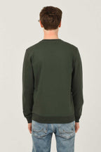UCLA Bluza cu decolteu la baza gatului, regular fit, imprimeu cu logo, Verde, VALLEY