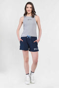 UCLA Pantaloni scurti cu snur si banda elastica in talie, buzunare laterale si imprimeu cu logo discret, Bleumarin, ROSA