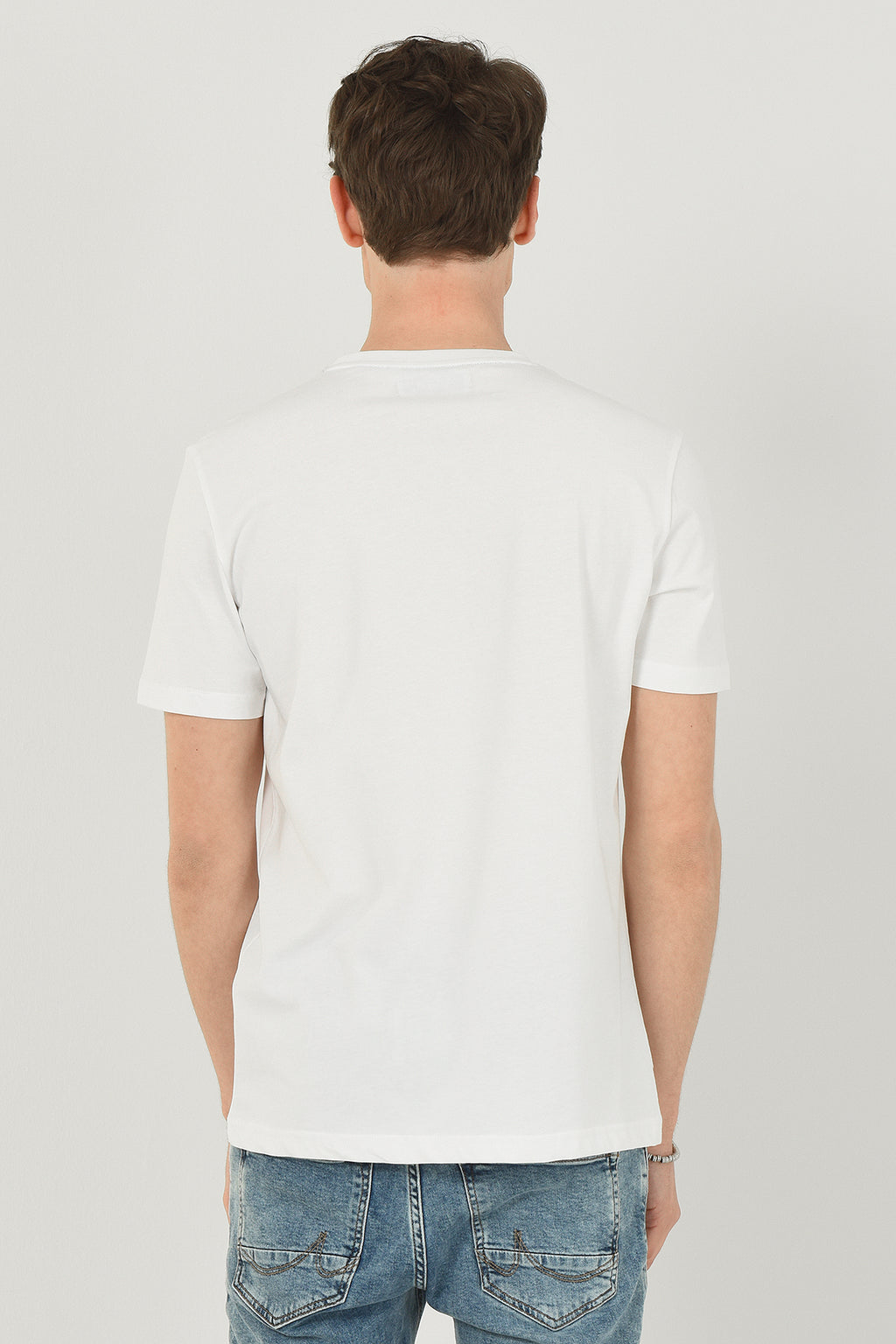 UCLA Tricou cu decolteu la baza gatului, imprimeu cu logo, regular fit, Alb, GAYLEY