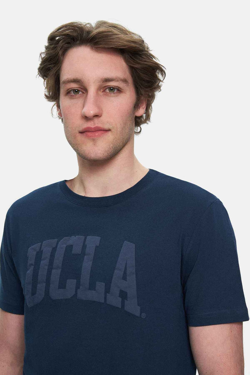 UCLA Tricou cu decolteu la baza gatului, imprimeu cu logo, regular fit, Bleumarin, CULVER