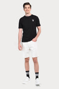 UCLA Tricou cu decolteu la baza gatului, imprimeu cu logo, regular fit, Negru, BASS