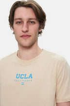 UCLA Tricou cu decolteu la baza gatului, imprimeu cu logo, regular fit, Bej, SHERMAN