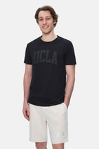 UCLA Tricou cu decolteu la baza gatului, imprimeu cu logo, regular fit, Negru, CULVER