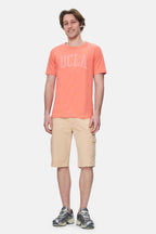 UCLA Tricou cu decolteu la baza gatului, imprimeu cu logo, regular fit, Roz deschis, CULVER 1