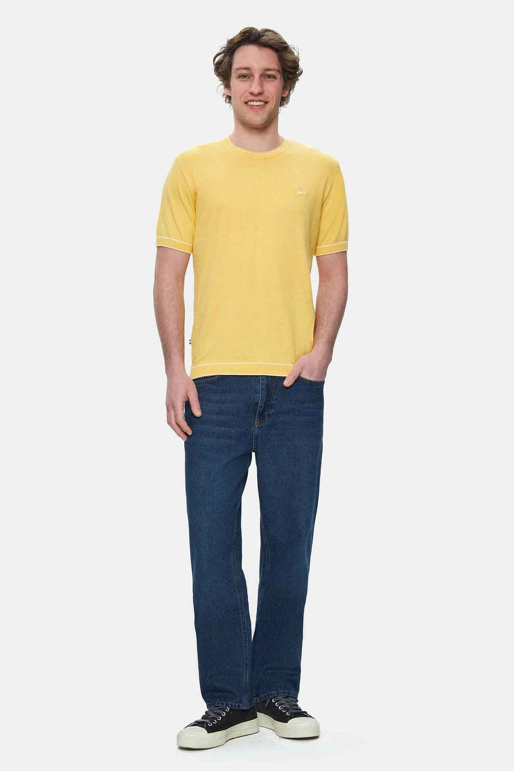 UCLA Tricou cu decolteu la baza gatului, imprimeu cu logo, regular fit, Galben, FARED