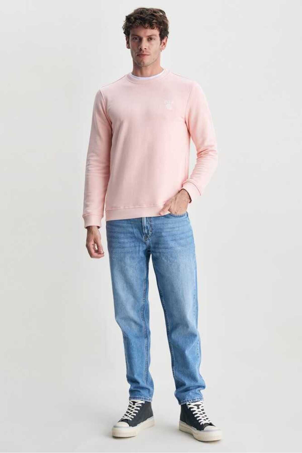UCLA Bluza cu decolteu la baza gatului, regular fit, imprimeu cu logo, Roz, VALLEY