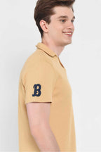 UCLA Tricou cu decolteu la baza gatului, imprimeu cu logo, regular fit, Bej, RUSSEL