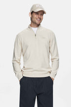UCLA Pulover tip tricot, cu logo brodat, decolteu la baza gatului, Alb, FRED