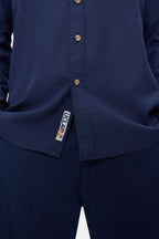 UCLA Camsa cu nasturi si guler, material lejer, regular fit Bleumarin, JACQUEZ