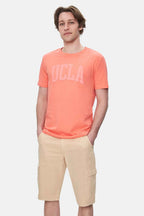 UCLA Tricou cu decolteu la baza gatului, imprimeu cu logo, regular fit, Roz deschis, CULVER 1