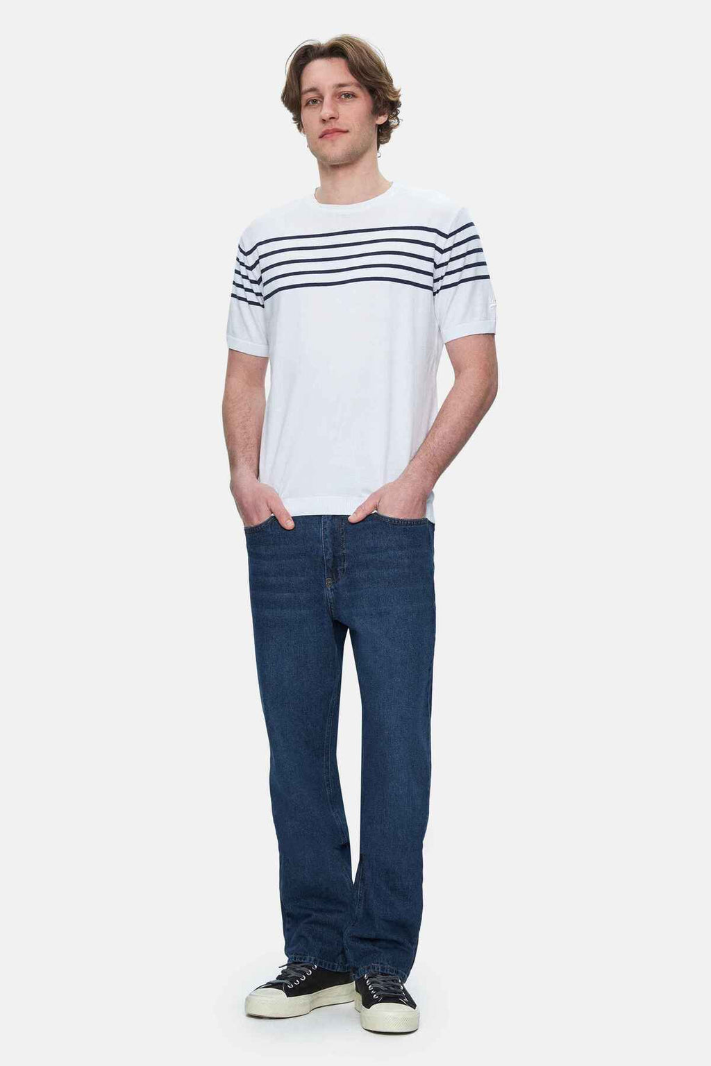 UCLA Tricou cu decolteu la baza gatului, imprimeu cu logo, regular fit, Alb, KENDRICK