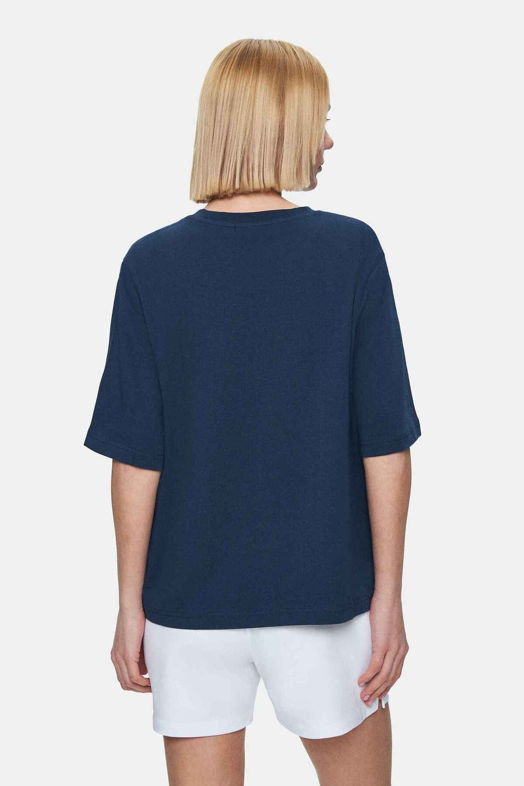 UCLA Tricou cu decolteu la baza gatului, imprimeu cu logo, regular fit, Bleumarin, MANUELA