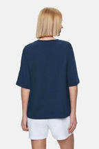 UCLA Tricou cu decolteu la baza gatului, imprimeu cu logo, regular fit, Bleumarin, MANUELA