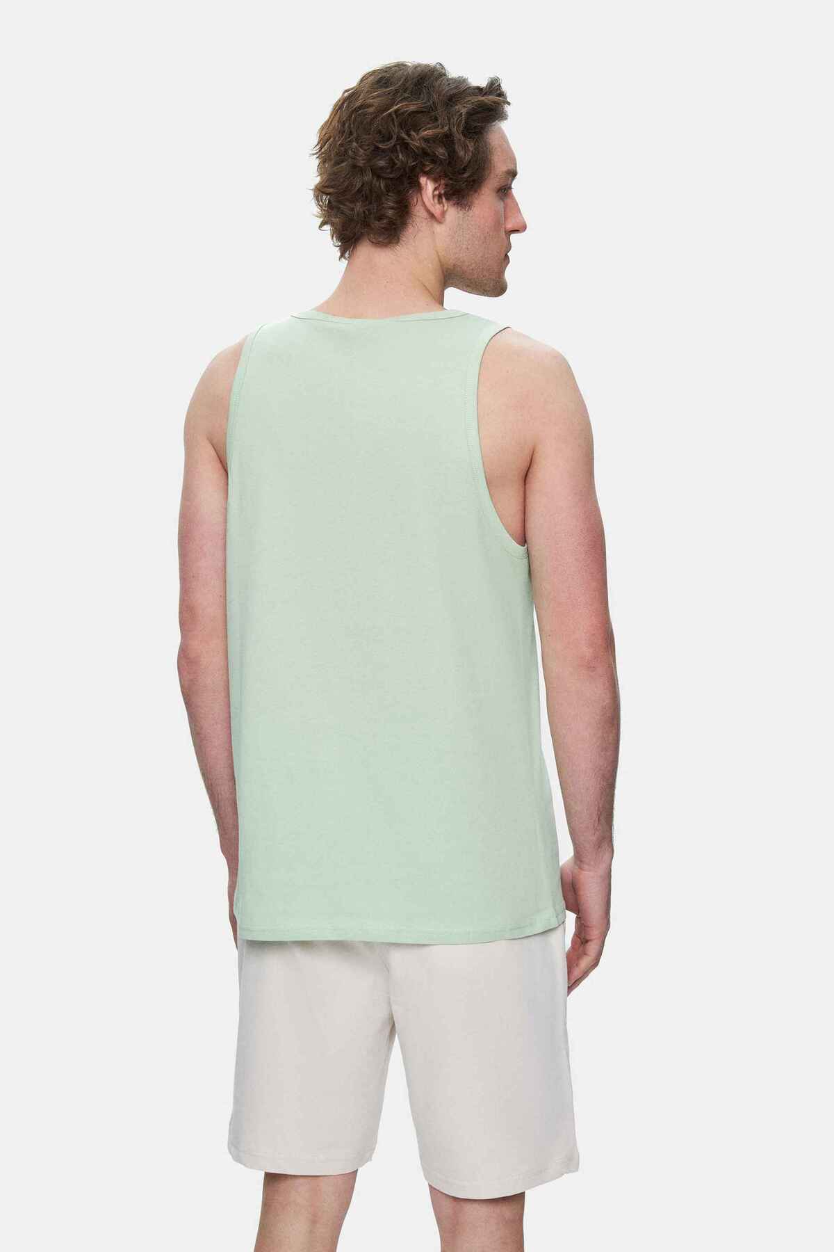 UCLA Tricou cu decolteu la baza gatului, imprimeu cu logo, regular fit, Verde inchis, PEBBLE