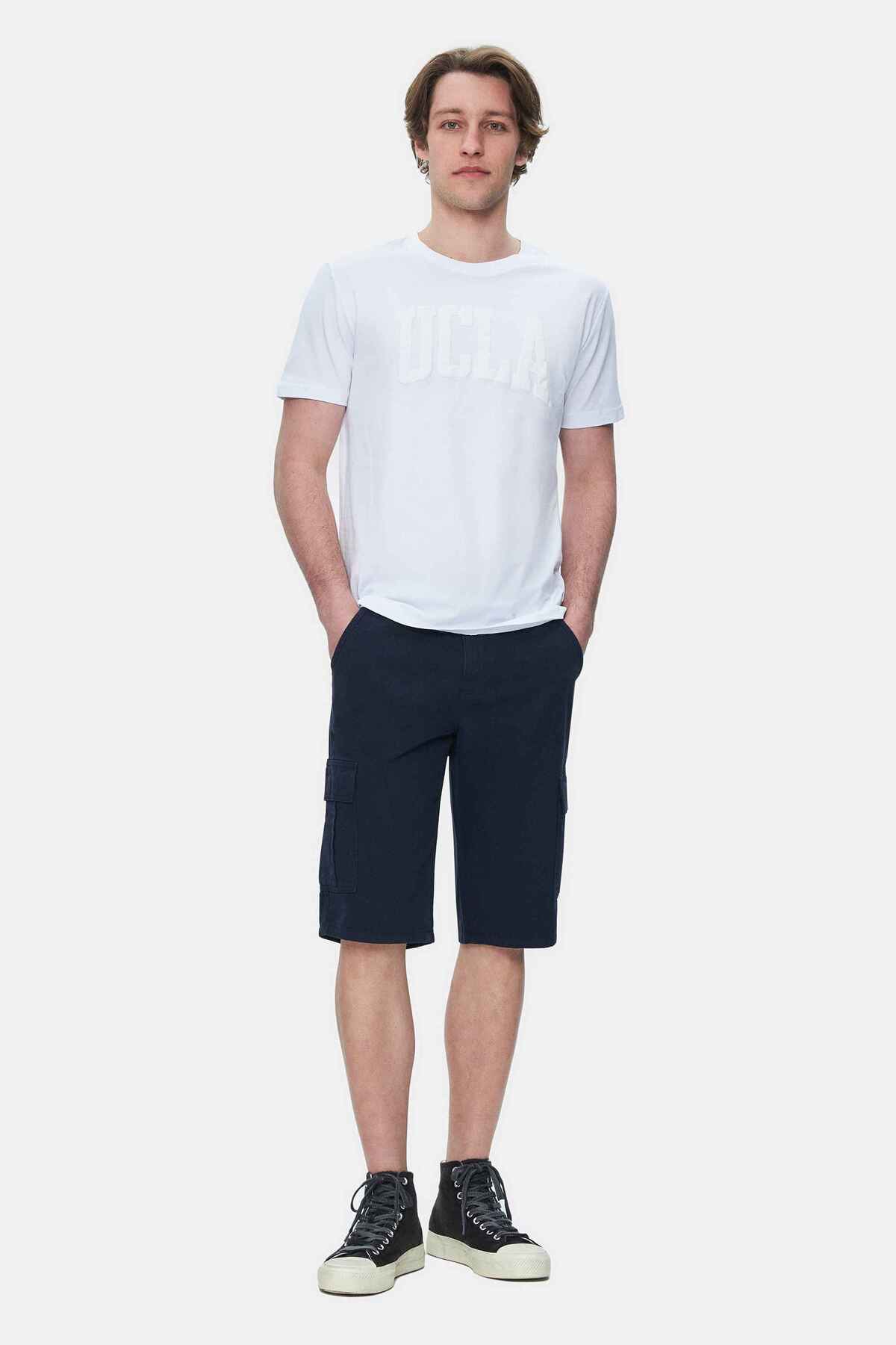 UCLA Tricou cu decolteu la baza gatului, imprimeu cu logo, regular fit, Alb, CULVER