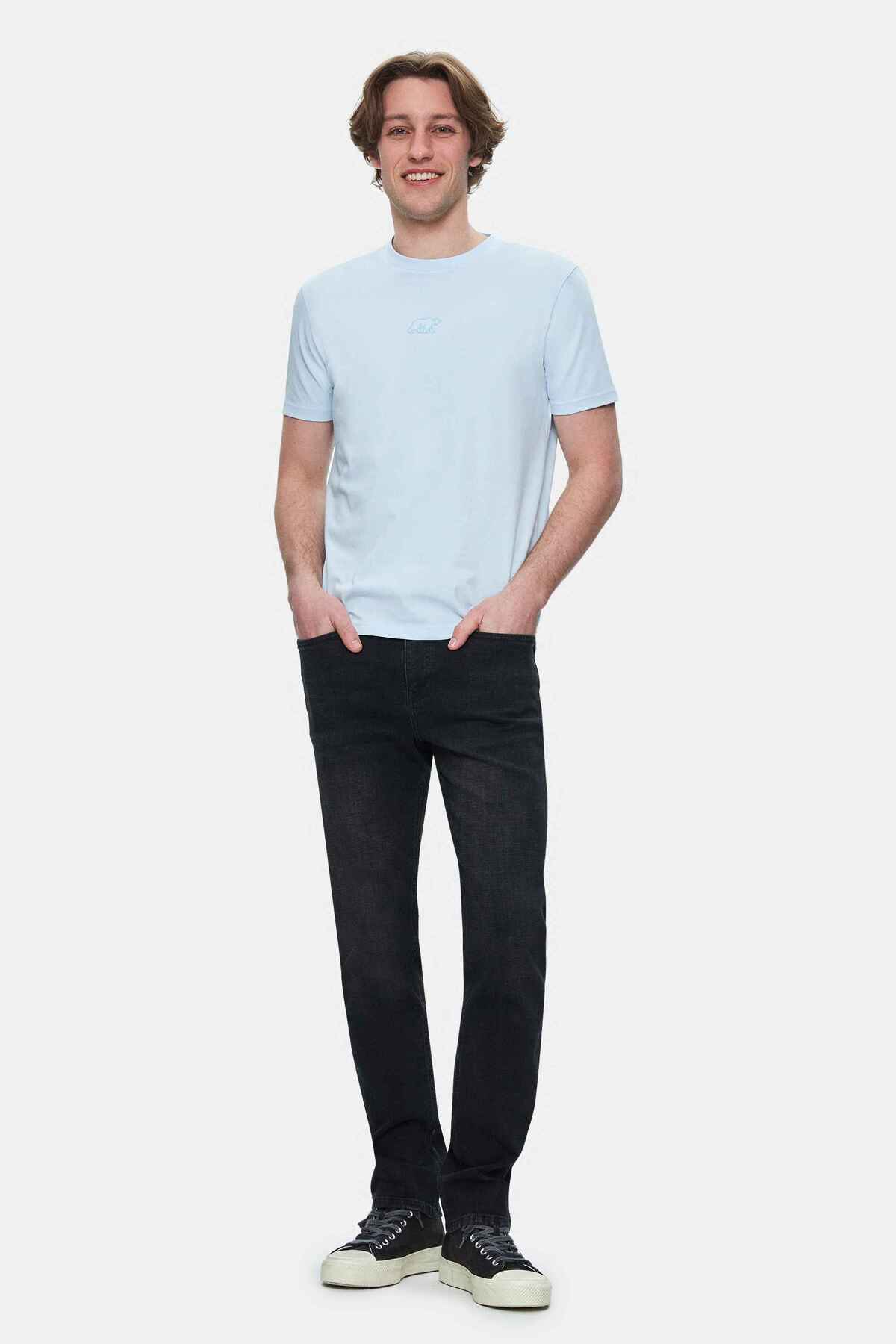 UCLA Tricou cu decolteu la baza gatului, imprimeu cu logo, regular fit, SKYWAY, FABIO