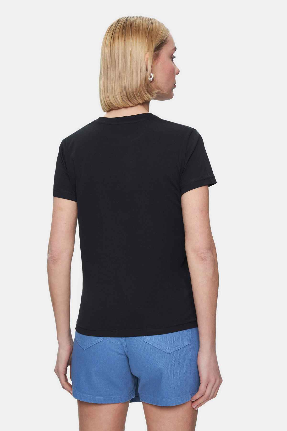 UCLA Tricou cu decolteu la baza gatului, imprimeu cu logo, regular fit, Negru, ISOLDE