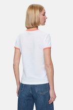 UCLA Tricou cu decolteu la baza gatului, imprimeu cu logo, regular fit, Alb, SAVANNAH