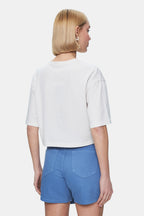 UCLA Pantaloni scurti cu snur si banda elastica in talie, buzunare laterale si imprimeu cu logo discret, MEDIUM WASH, LINDA