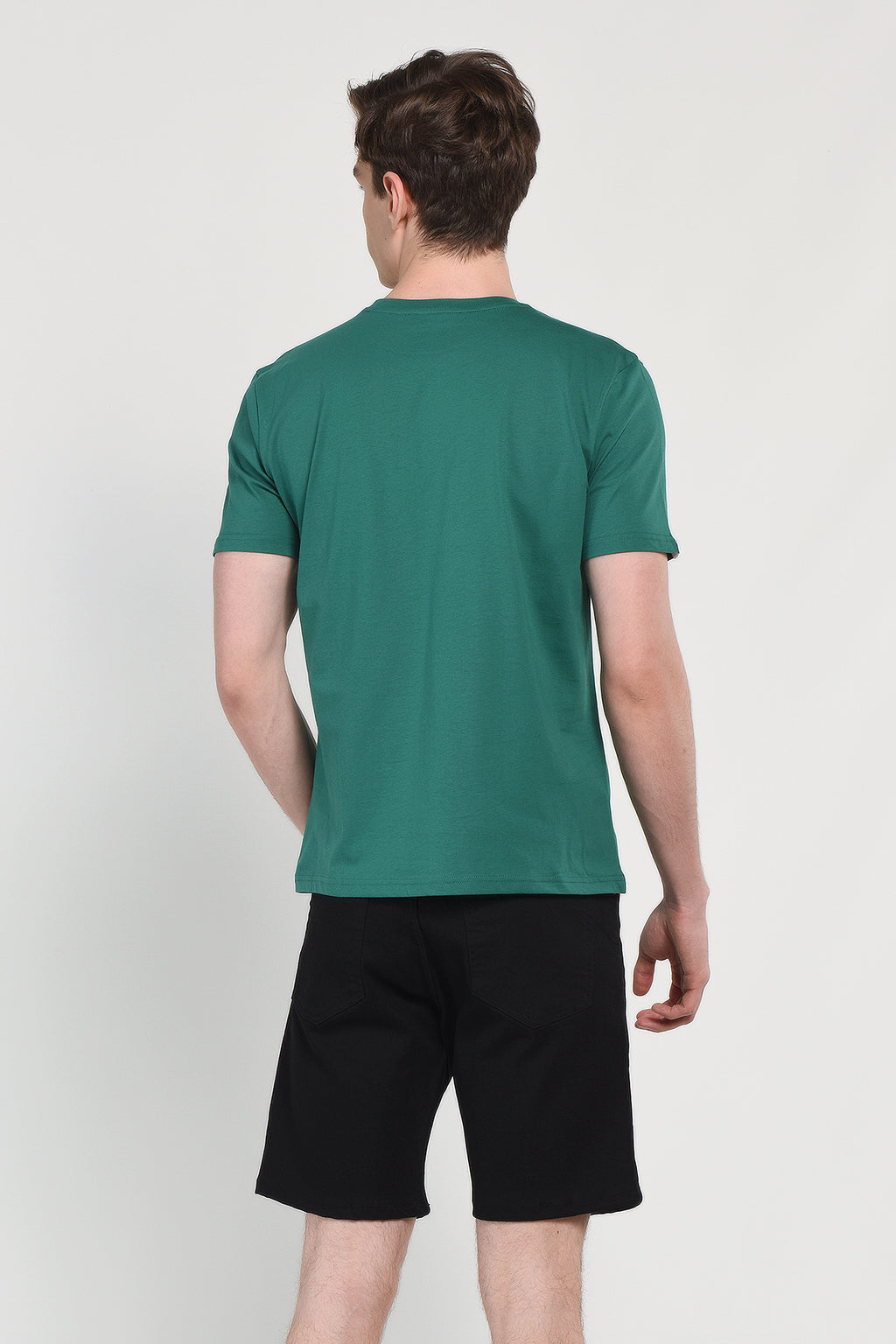 UCLA Tricou cu decolteu la baza gatului, imprimeu cu logo, regular fit, Verde, BASS