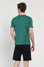 UCLA Tricou cu decolteu la baza gatului, imprimeu cu logo, regular fit, Verde, BASS
