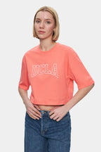 UCLA Tricou cu decolteu la baza gatului, imprimeu cu logo, regular fit, Roz deschis, HELENA