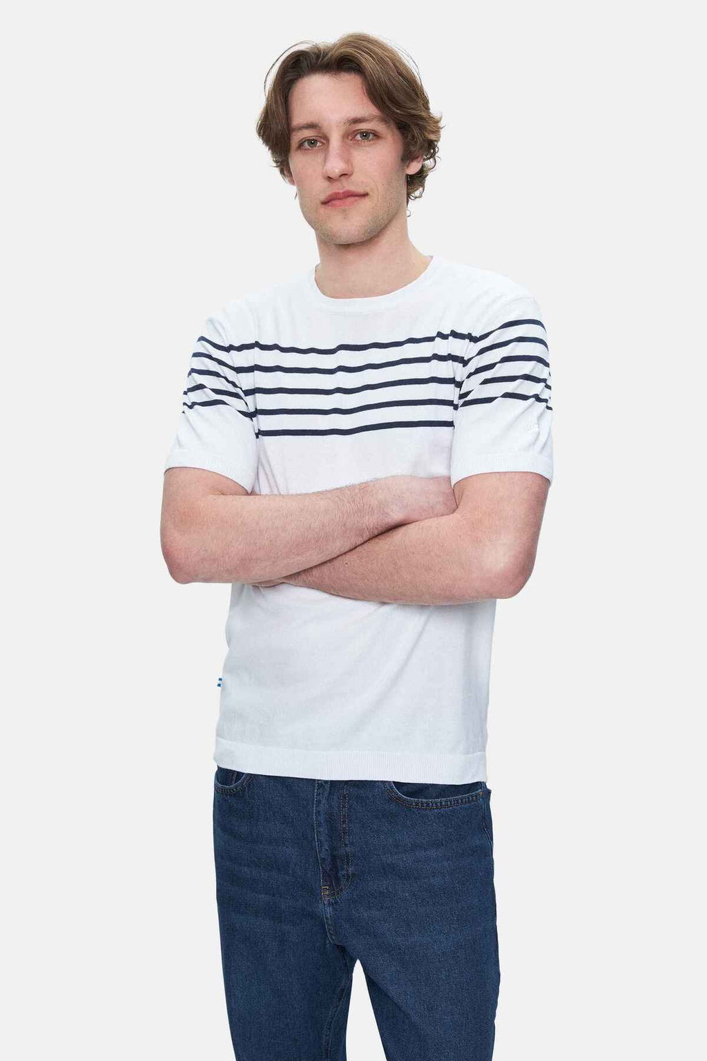 UCLA Tricou cu decolteu la baza gatului, imprimeu cu logo, regular fit, Alb, KENDRICK
