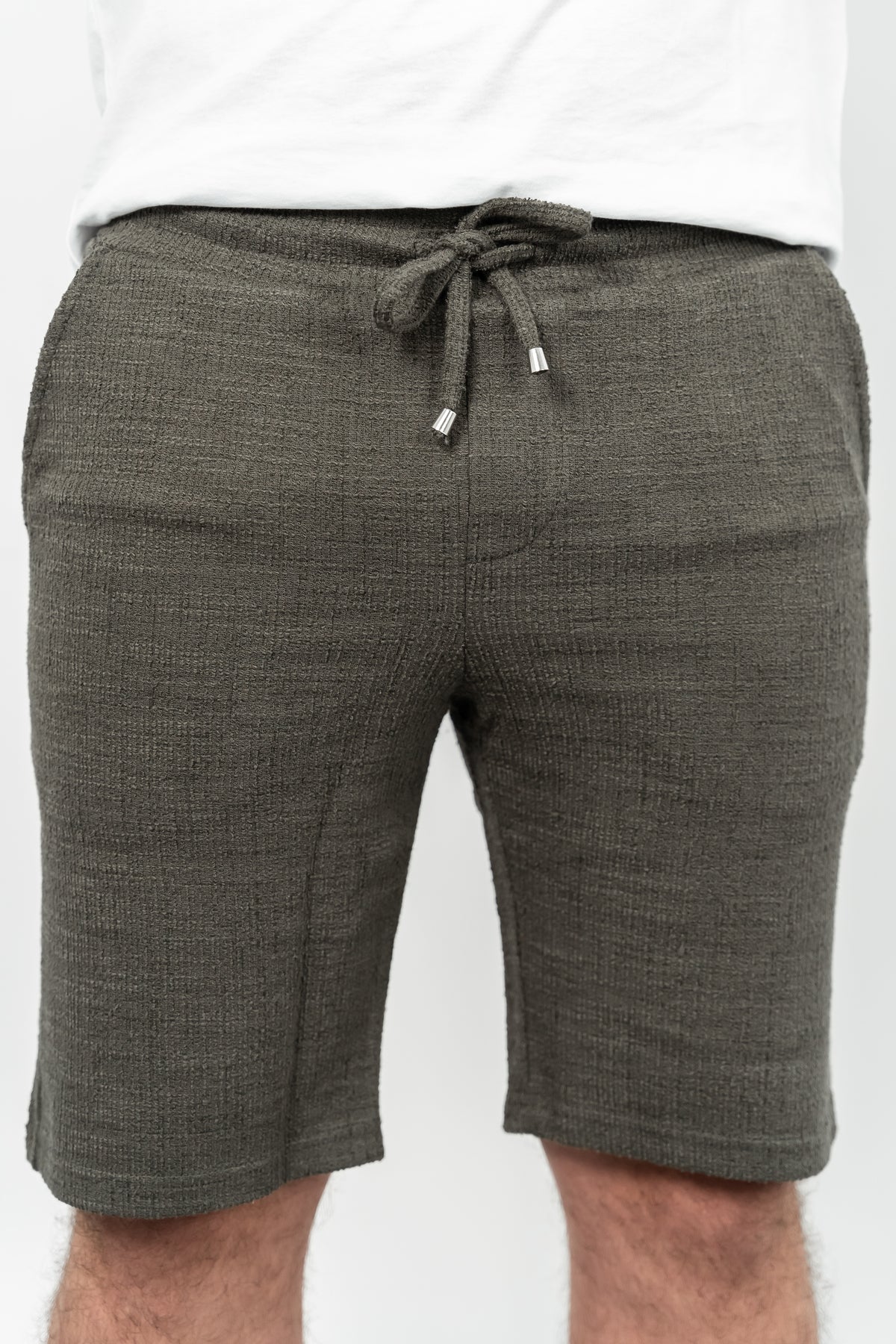 RWB, Pantaloni scurti cu snur si elastic in talie, buzunare laterale, regular fit, RICARD, Kaki