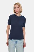 UCLA Tricou cu decolteu la baza gatului, imprimeu cu logo, regular fit, Bleumarin, JENNY