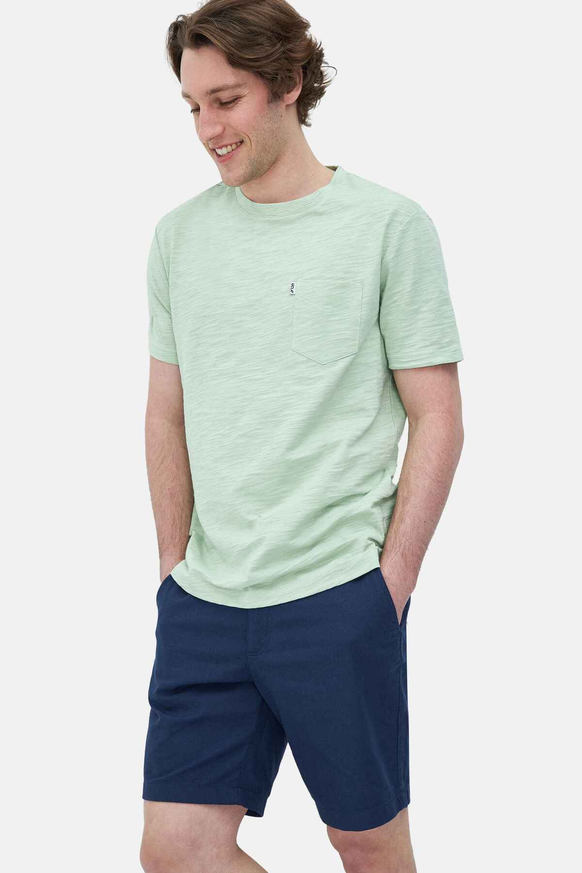 UCLA Tricou cu decolteu la baza gatului, imprimeu cu logo, regular fit, Verde inchis, CALEB