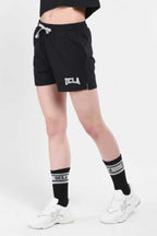 UCLA Pantaloni scurti cu snur si banda elastica in talie, buzunare laterale si imprimeu cu logo discret, Negru, ROSA