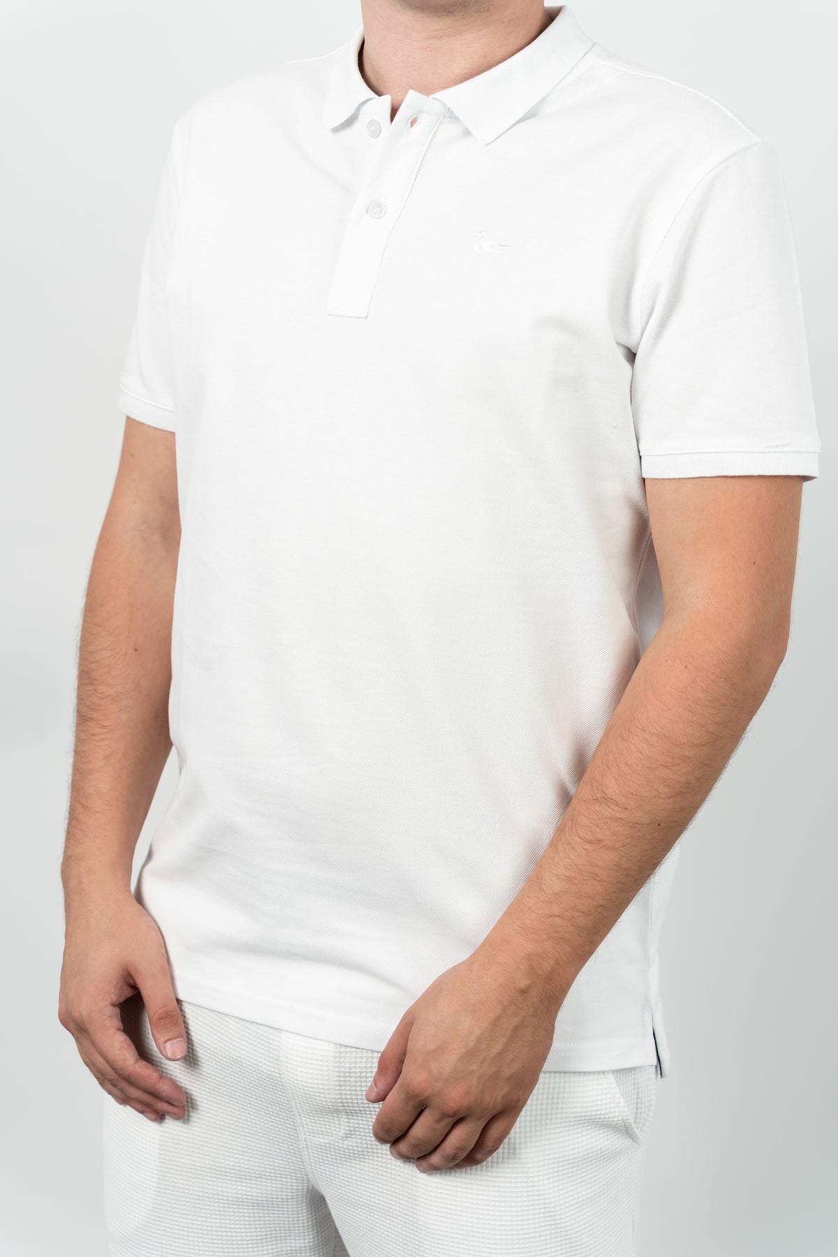 Les Canards, Tricou cu guler, detaliu cu logo brodat, regular fit, LAKES, Alb