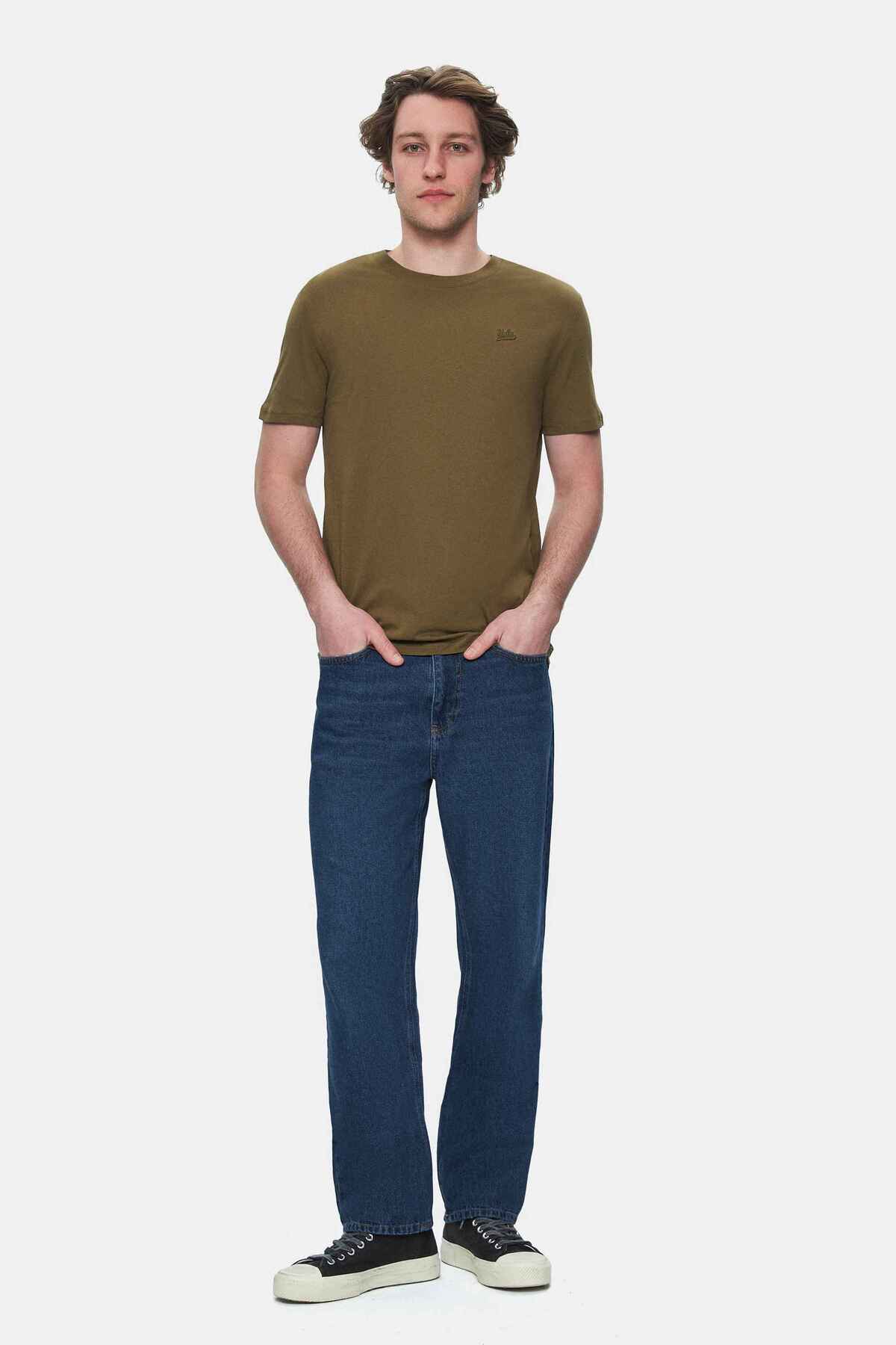 UCLA Tricou cu decolteu la baza gatului, imprimeu cu logo, regular fit, Verde, HARPER