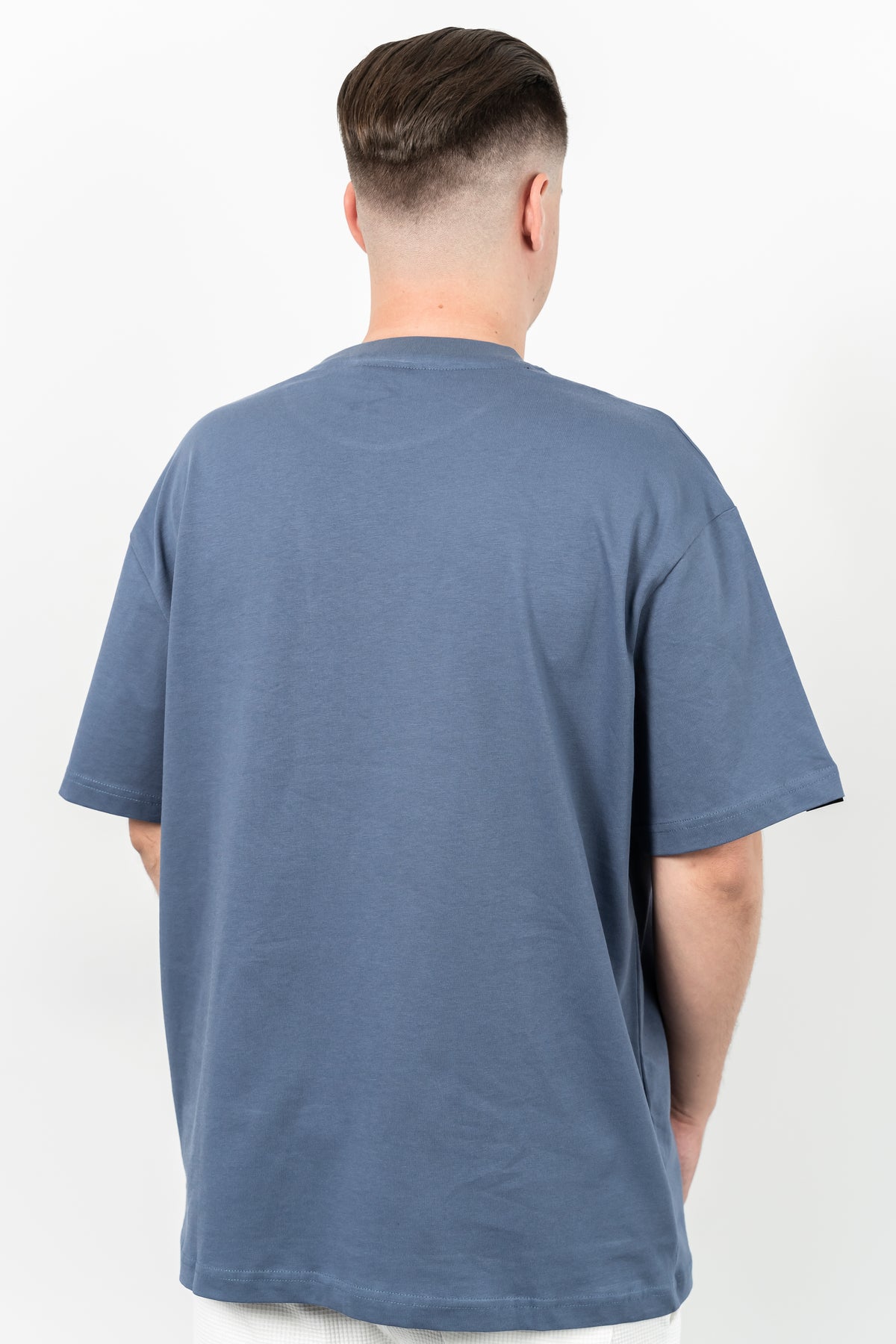 Starter, Tricou cu decolteu la baza gatului, imprimeu cu logo, HAMPTONS, Indigo
