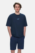 UCLA Tricou cu decolteu la baza gatului, imprimeu cu logo, regular fit, Bleumarin, SINCLAIR