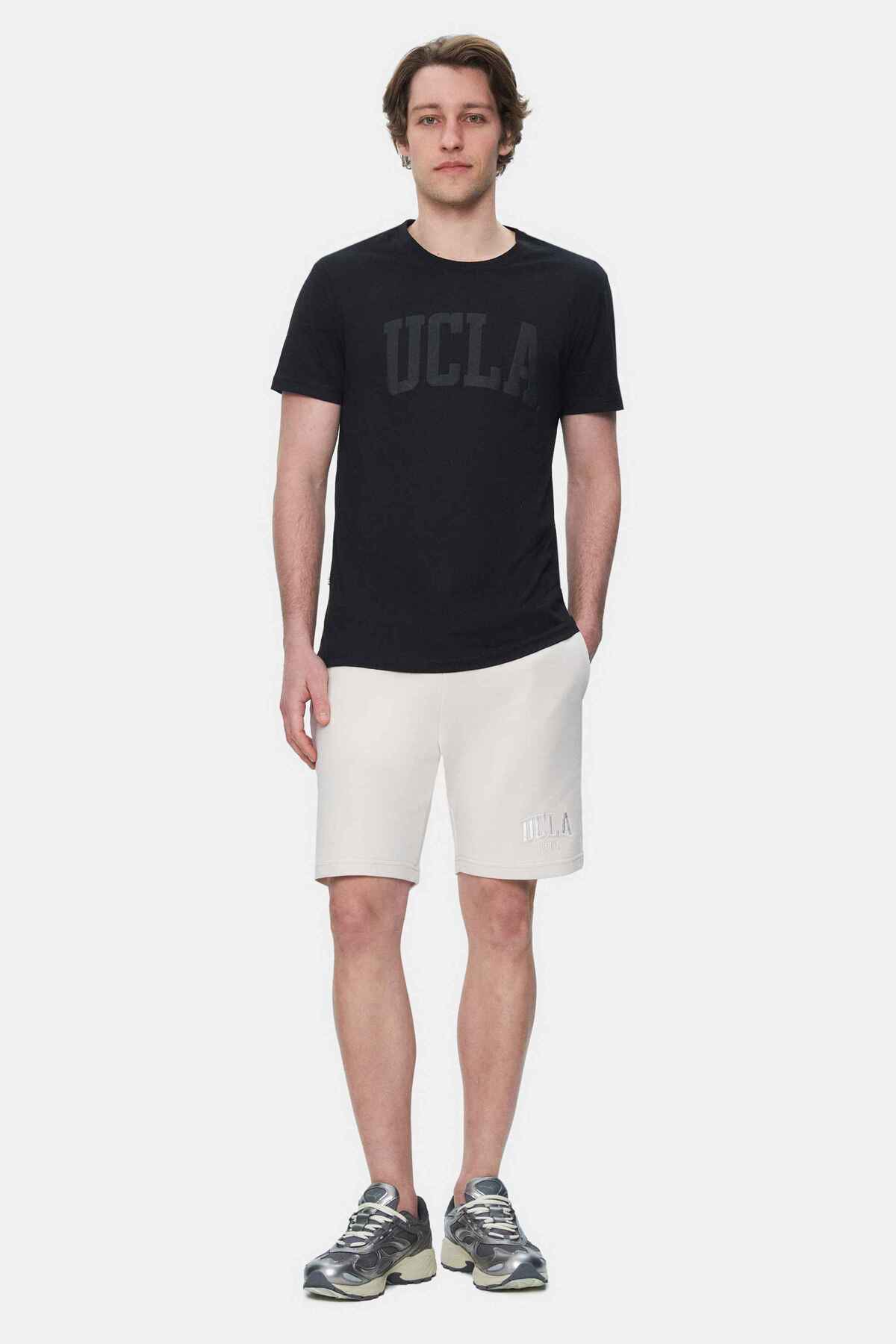 UCLA Tricou cu decolteu la baza gatului, imprimeu cu logo, regular fit, Negru, CULVER