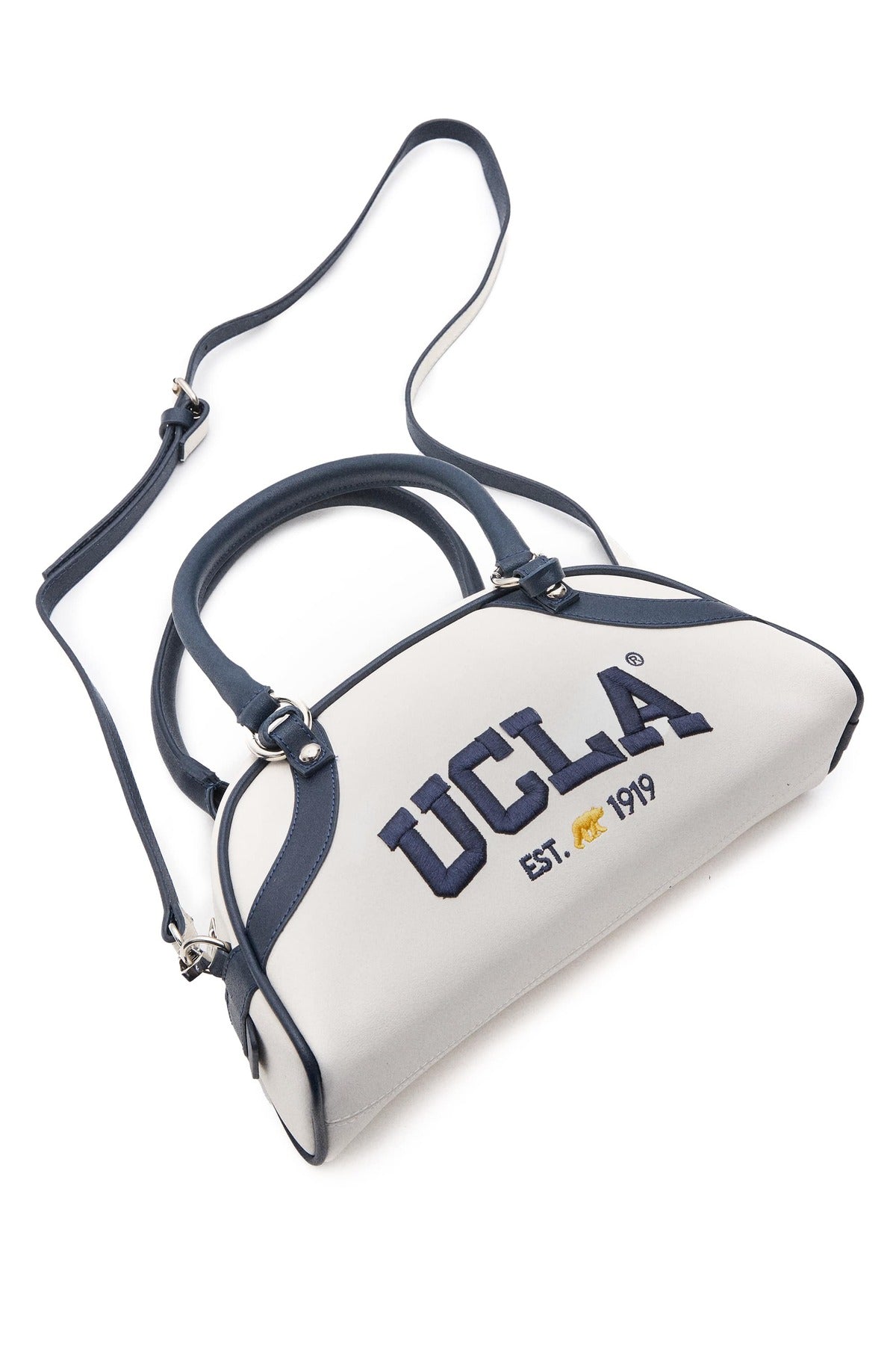 UCLA Geanta de dama cross-body, cu logo brodat si fermoar,  Bleumarin, FRANCES