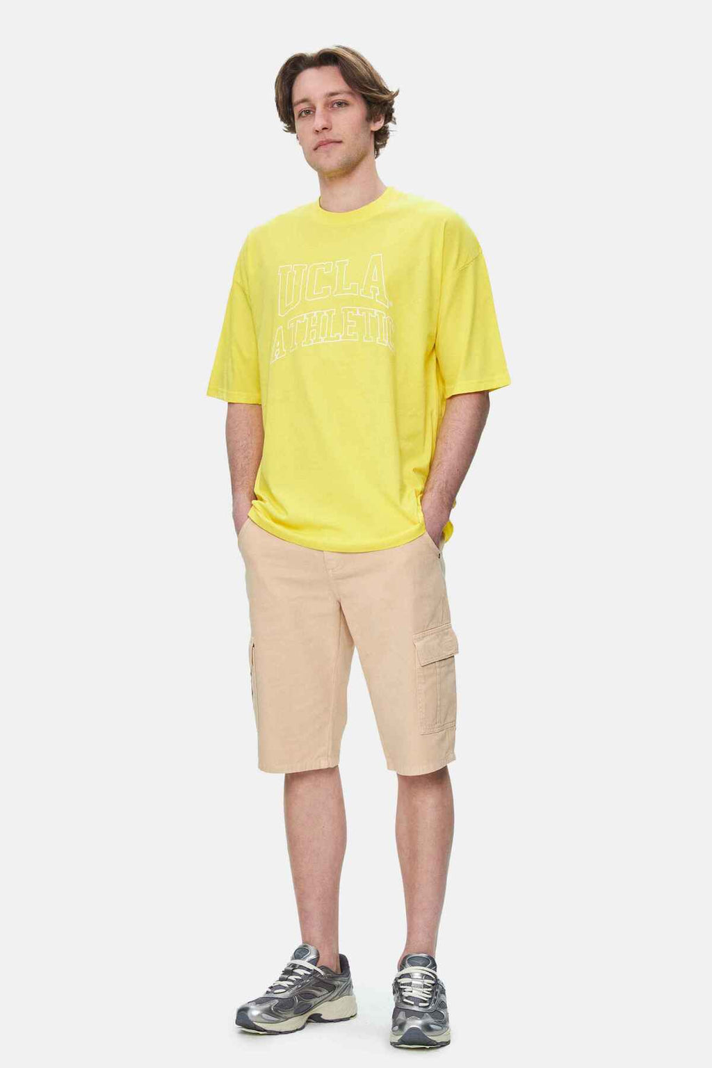 UCLA Tricou cu decolteu la baza gatului, imprimeu cu logo, regular fit, RAYFLOWER, WEBSTER