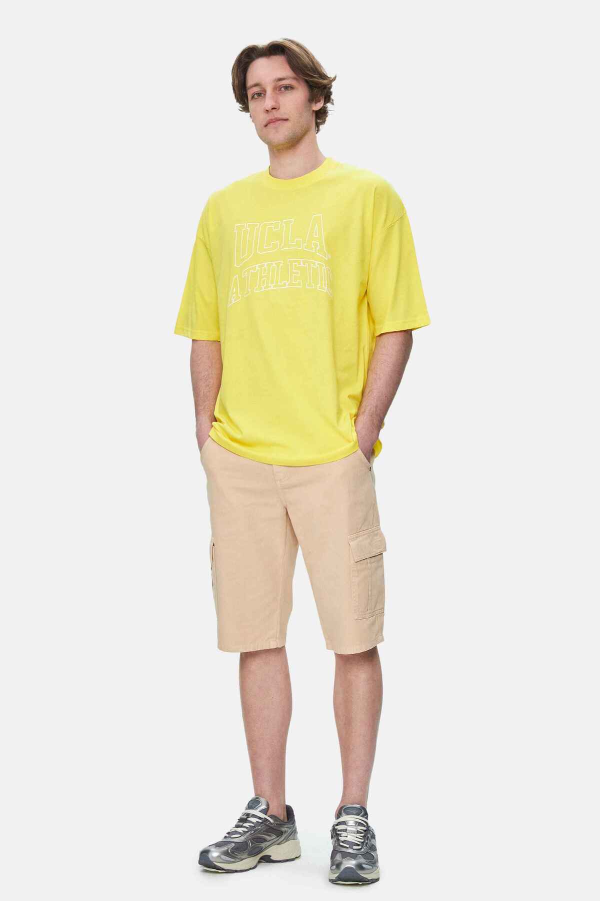 UCLA Tricou cu decolteu la baza gatului, imprimeu cu logo, regular fit, RAYFLOWER, WEBSTER