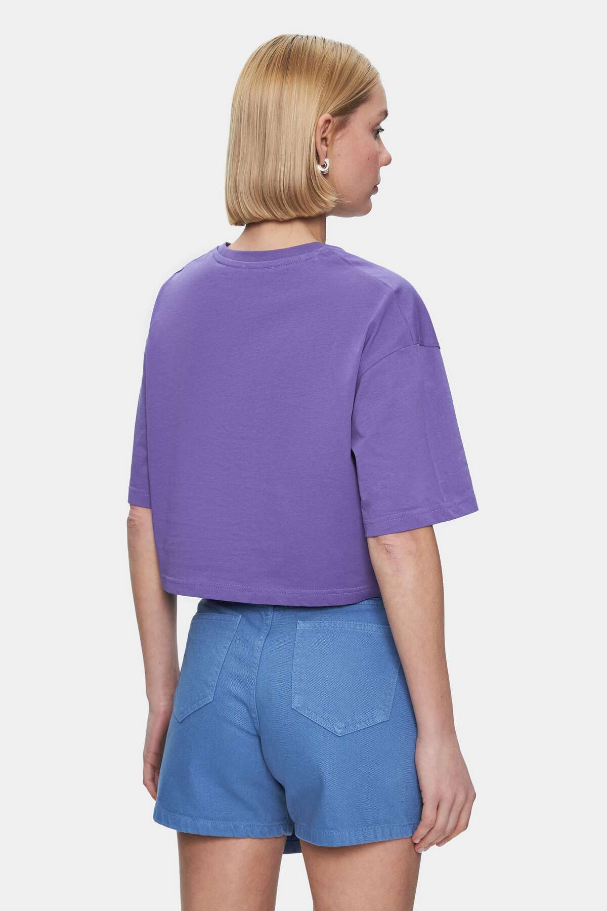 UCLA Tricou cu decolteu la baza gatului, imprimeu cu logo, regular fit, Mov, INDIANA