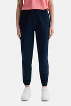 UCLA Pantaloni de trening cu elastic si snur in talie, manseta elastica si logo discret, Bleumarin, JEZEBEL